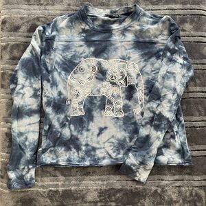 Girls Blue Tie-Dye Elephant Crop Top